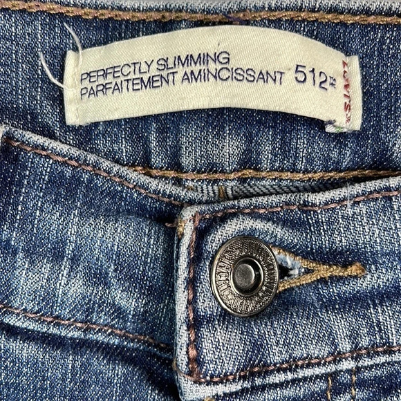 LEVIS 512 Perfectly Slimming Button Flap Bootcut Jeans Blue Light-wash Size 8 - Picture 7 of 12